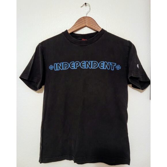 Vintage 90s Independent Truck Co Tee Black Small OG Skateboard RARE Paper Tag - Picture 1 of 7